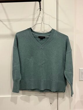 Tahari V-Neck Knit Sweater in Green